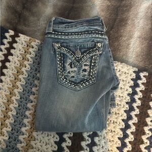 Miss Me Denim Boot Cut Jeans with Studded Pockets